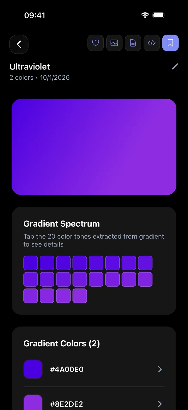 An ultraviolet gradient with its spectrum of in-between tones